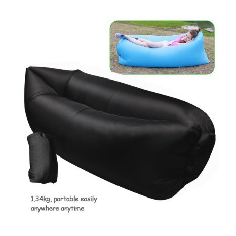 Inflatable Outdoor Air Sleep Sofa Couch Portable Furniture Sleeping Hangout Lounger Imitate Nylon External Internal PVC for Summer Camping Beach