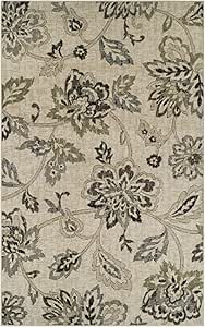 Superior Indoor Large Area Rug for Hallways, Entry, Office, Living/Bedroom, Hardwood, Tile, Floor Cover, Plush Carpet Cover, Modern Farmhouse Floral Decor, Jacobean Collection, 4' x 6', Beige Brown