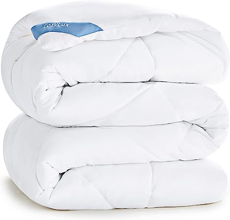 CozyLux Full Size Bedding Comforter Duvet Insert - Quilted White Comforters with Corner Tabs, 1800 Series Soft Siliconized Fiberfill All Season Down Alternative Bed Comforter - Box Stitched