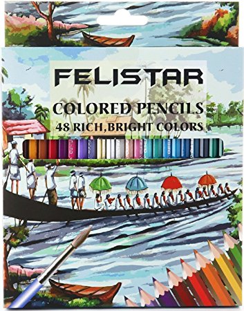 Colored Pencils for Adult/Kids Coloring Books, 48 Assorted Watercolor Pencils Set for Artists "Vibrant" With Brush & Sharpener