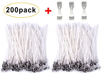 200 Pieces 6-Inch Low Smoke and Natural Candle Wicks with Tabs