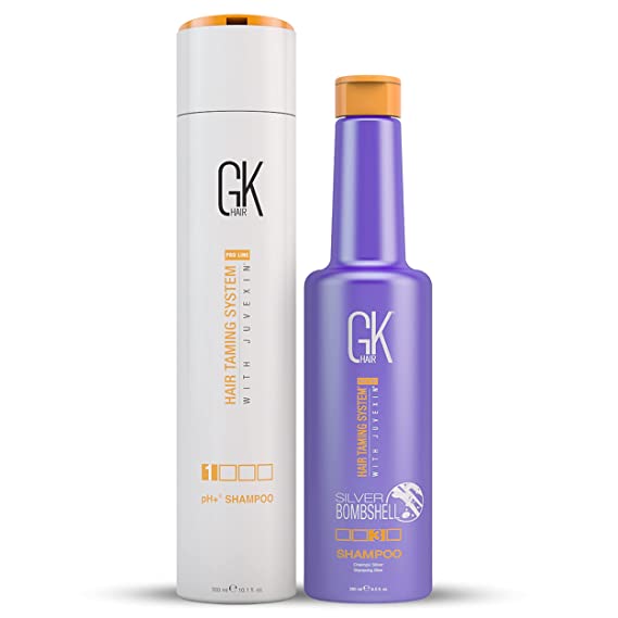 Global Keratin GK hair Purple Shampoo /Toner Silver Bombshell for Blonde 280ml - Clarifying Shampoo for Deep Hair Cleansing, Remove Impurities - pH  Pre-Treatment Clarifying Shampoo 300ml