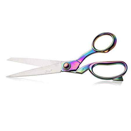 eZthings 10" Dressmaker Sewing Classic Ultra Sharp Shears Heavy Duty Tailor Fabric Scissors in Titanium Coating Stainless Steel (10 Inch Rainbow)