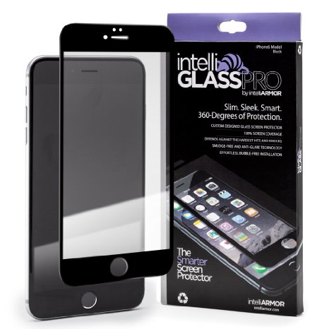 iPhone 6/6S PLUS intelliGLASS PRO EDGE-TO-EDGE (Black) - The Smarter Glass Screen Protector by intelliARMOR To Guard Against Scratches and Drops. Ultra HD Clear, Max Touchscreen Accuracy.