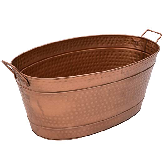 Achla Designs Oval Hammered Copper Plated Galvanized Tub