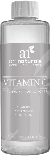 Art Naturals Vitamin C Hydrating Facial Toner 4 Oz - Organic Ingredients Including Aloe Vera, Witch Hazel, Tea Tree & MSM - Anti Aging Pore Minimizer for Face - Reduces Inflammation & Helps Fight Acne