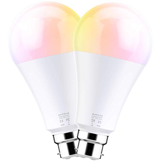 EXTSUD WiFi Smart Bulb, Works with Alexa, Google Home and IFTTT, B22 14W (110W Equivalent) LED Light Bulb, 2700~6500 K Adjustable   RGB, Pack of 2,