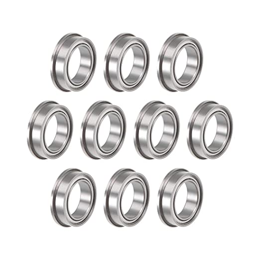 uxcell F6700ZZ Flanged Ball Bearing 10x15x4mm Shielded Chrome Steel Bearings 10pcs