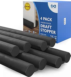 Easy to Install Under Door Draft Stopper for Bottom of Door - Fits Doors 30" to 36" - Thick 2" Foam Strip Blocks 50% More Noise - Door Sweep, Door Draft Blocker, Door Gap Filler - Everlasting Comfort