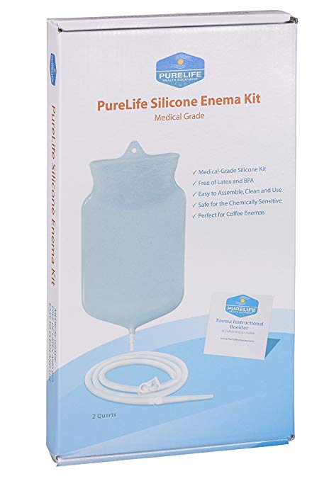Purelife Safe Silicone Enema Bag- 2 Qt - Clear Translucent -A USA company -Medical Grade Silicone Tubing - BPA and Latex Free - On SALE NOW!