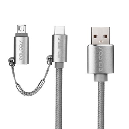 USB Type C Cable, Seenda 3.3Ft Premium Quality 2 in 1 Charging Cable with Micro USB / Type C for Android Smartphones and Type C Devices (Gray)