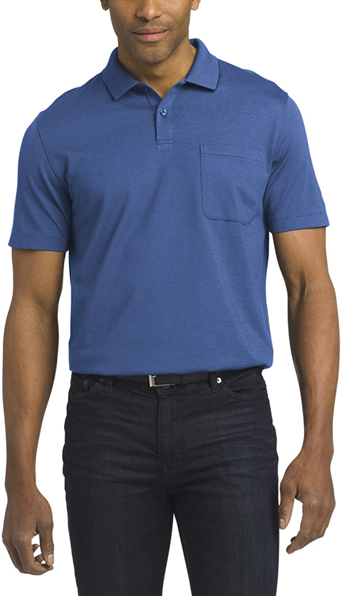 Van Heusen Men's Short Sleeve Jaquard Stripe Polo Shirt