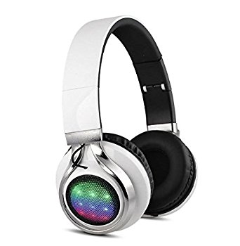 FX-Victoria Foldable Over-Ear Headsets Wireless Earphone with LED Flash Light, Hands Free Calling, Supports FM Stereo Function / MicroSD / TF Card, White