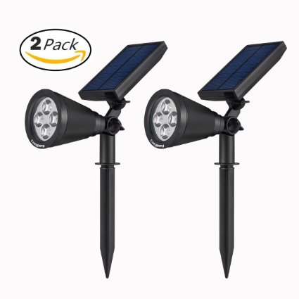 Solar Light, Cozypony 2-in-1 Solar Powered 4 LED Wall and Landscape Light, Adjustable Waterproof Outdoor Lighting Spotlights Security Lighting for Path Patio Deck Yard Garden Driveway Stairs (2pack)
