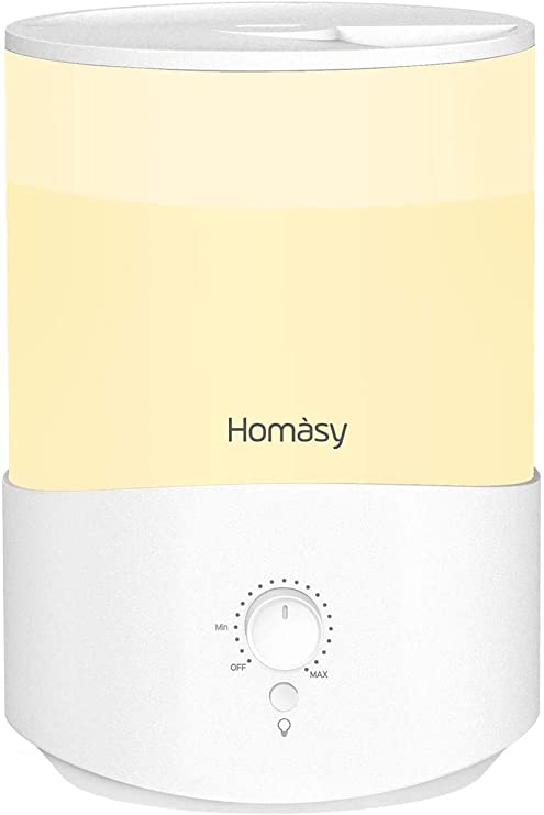 Homasy Humidifier, 320ml Portable Mini Humidifier, Small Cool Mist Humidifier, USB Desktop Humidifier for Car Baby Bedroom Travel Office, 19dB Whisper Quiet, 2 Mist Modes, Up to 20 Hours, Pure White