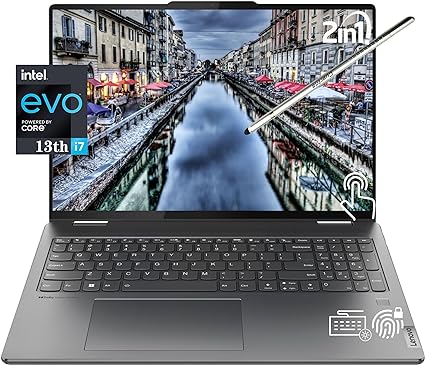 Lenovo Yoga 7i 16" 2-in-1 Touchscreen Laptop, 13th Intel Evo Platform 10-Core i7-1355U, 16GB LPDDR5 RAM, 512GB SSD, Intel Iris Xe Graphics, Backlit KB, FP, 1080p IR Webcam, Win11 Home