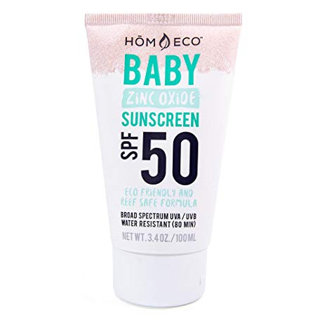 Ultra Waterproof Natural Kid Friendly and Baby Safe Mineral Sunscreen | 3.4 oz Travel Size Tube | SPF 50 Matte Zinc SPF 50 Lotion - Coral Reef and Ocean Safe Formula by HŌMECO