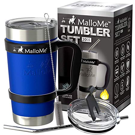 MalloMe Stainless Steel Vacuum Insulated 6-Piece Tumbler Set, Royal Blue 20 oz