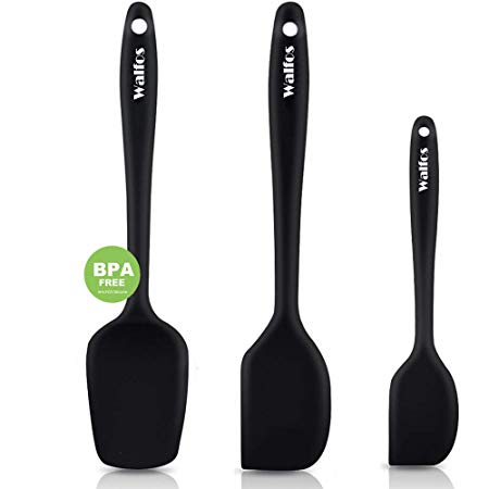 WALFOS BPA Free & Food Grade Silicone Spatulas - High Heat Resistant Non-Stick Silicone Rubber Spatula for Cooking, Baking and Mixing - Strong 304 Stainless Steel Core Technology (3-Piece Set)