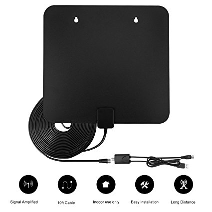 HDTV Antenna Indoor, 2018 newest Best Full HD Antennas, 1080P 4K High Definition 50 Miles Long Range Reception Digital TV Antenna with Amplifier Signal Booster 10FT Coaxial Cable