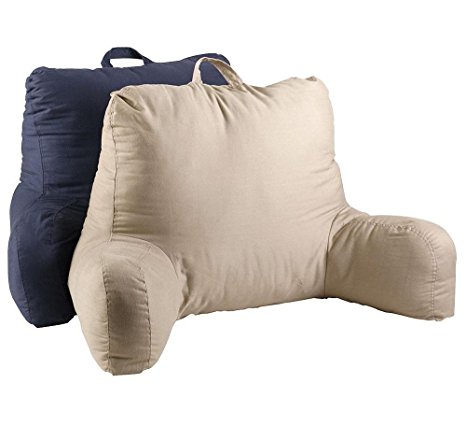 Twill Khaki Bedrest Reading Arm Pillow Beige Back Support Bed Rest