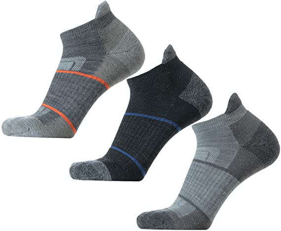 SOLAX 72% Women's Mens Merino Wool Hiking Socks, Outdoor Trail Crew Quarter Ankle Socks 3 Pack