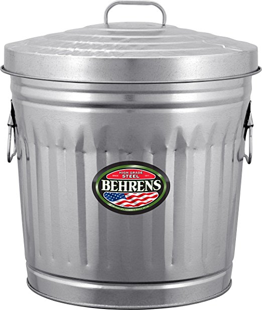 Behrens Manufacturing 6210 Galvanized Steel Trash Can, 10 gal
