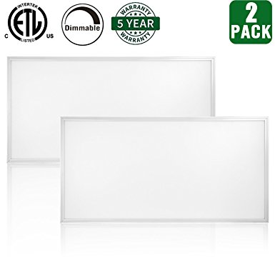 Hykolity 2ft x 4ft 60w LED Troffer Flat Panel Light Ultra Thin Commercial Drop Ceiling Edge-Lit Dimmable Lamp Fixture 7500lm UL Listed and DLC Premium 4.2 Qualified-Pack of 2