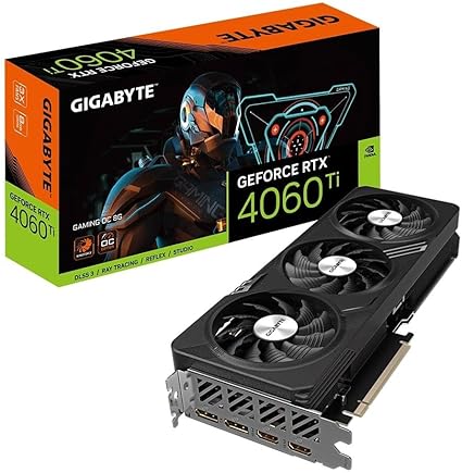 GIGABYTE GeForce RTX 4060 TI GAMING OC 8GB Graphics Card - 8GB GDDR6 18Gbps 128bit, PCI-E 4.0, 2x DisplayPort 1.4, 2x HDMI 2.1a, NVIDIA DLSS 3, Supports 4K, Ada Lovelace Arch, GV-N406TGAMING OC-8GD