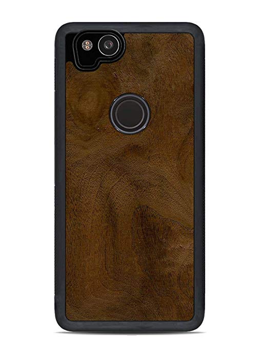 Carved | Google Pixel 2 | Luxury Protective Traveler Case | Unique Real Wooden Phone Cover | Rubber Bumper | Walnut Burl