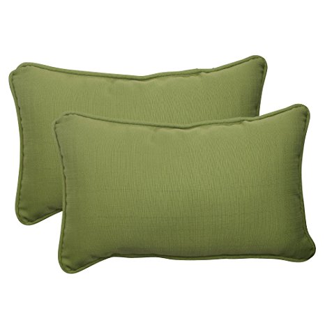 Pillow Perfect Indoor/Outdoor Forsyth Corded Rectangular Throw Pillow, Green, Set of 2