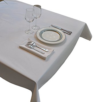 52 in by 114 in White Rectangular Tablecloth Heavy Woven Polyester - Commerci...