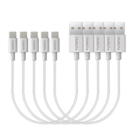 Lightning Cable,Turata (5 Pack) 1ft/0.3m Lightning to USB Cable iPhone Charger Cable for iPhone 5/5S/5C 6/6S 7 Plus iPad mini/Air/Pro iPod touch 5 (White)