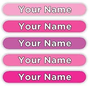 100 Mini Personalized Waterproof Custom Name Tag Labels (Pink Palette Theme) - Multipurpose Marking for All Ages - Camping Gear, Luggage, Kindergarten
