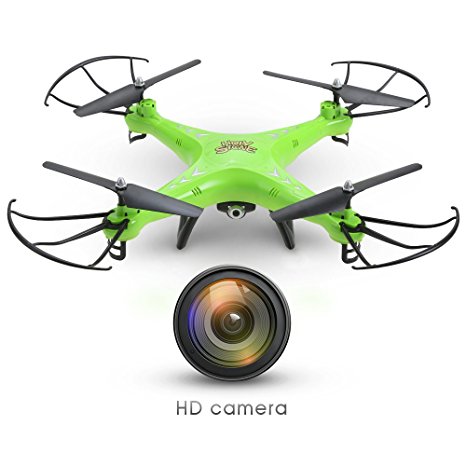 DEERC HS110W FPV Drone with 720P HD Live Video Wifi Camera 2.4GHz 4CH 6-Axis Gyro RC Quadcopter with Altitude Hold, Gravity Sensor and Headless Mode Function RTF Green