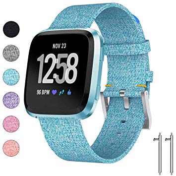 GVFM Bands Compatible with Fitbit Versa 2/Versa/Versa Lite/Versa SE for Women Men, Breathable Woven Fabric Strap, Quick Release, Adjustable Replacement Wristband for Fitbit Versa Smart Watch