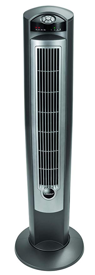 Lasko T42951 Wind Curve Portable Electric Oscillating Stand Up Tower Fan with Remote Control for Indoor, Bedroom and Home Office Use, 13x13x42.5, Silver