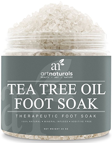 Art Naturals Tea Tree Foot Soak Salt With Epsom Salt 20 oz - Fights Athletes foot and Nail Fungus - Helps to Soften Calluses