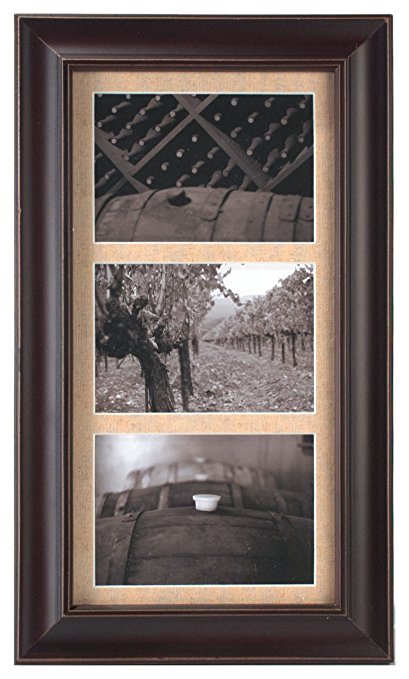 Malden International Designs Barnside Portrait Gallery Personalized Textured Mat Picture Frame, 3 Option, 3-5x7, Walnut