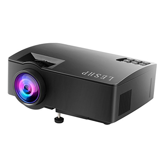 LESHP A8 Portable Projector 1500 Lumens LED Video Projector Support Multi-screen Interaction 1080P HD Via Phone Data Cable IOS Phone and Tablet with The Screen Image/Iphone,IPad Same Screen Image