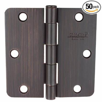 GlideRite Hardware 3514-ORB-50 3.5 inch steel Door Hinges 0.25 inch Radius Oil Rubbed Bronze Finish 50 Pack