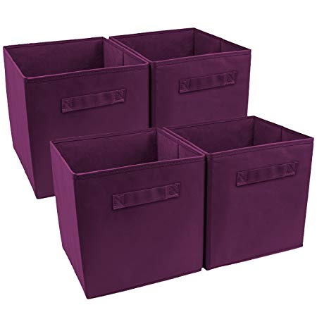 Sorbus® Foldable Storage Cube Basket Bin (4 Pack, Purple)