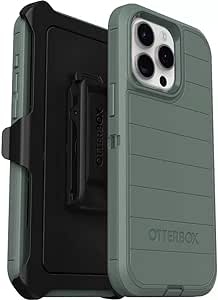 OtterBox iPhone 15 Pro Max (Only) - Defender Series Case - Forest Ranger (Green) - Screenless - Rugged & Durable - with Port Protection - Holster Clip includes - Microbial Defense Protection