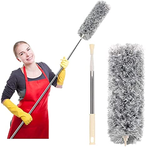 Microfiber Mop For Wall Cleaning Mop With Long Handle | Ceiling Fan Cleaner Brush With Wiper | Mop For Walls And Roof Cleaning Brush Long Handle Adjustable | Long Broom Stick For Ceiling Cleaning Mop With Long Handle
