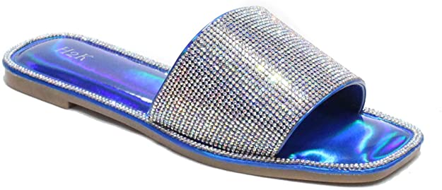 Women's Glitter Bling Jewel Stone Slide Comfort Dress Party Sandals Shoes Summer