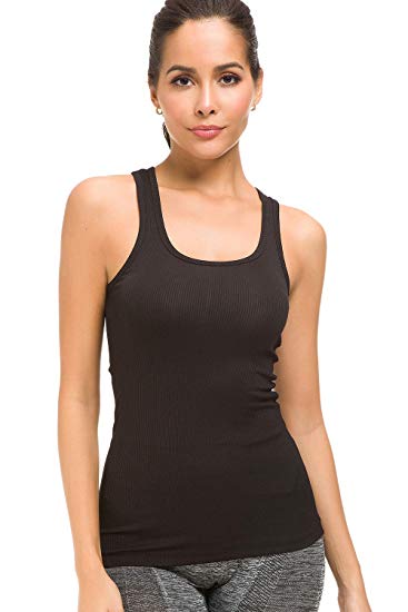 Speedy Cat Workout Tank Tops for Women- Ribbed Yoga Tank Top Racerback Long Slimming Fit Shirts Gym Run Activewear Clothes
