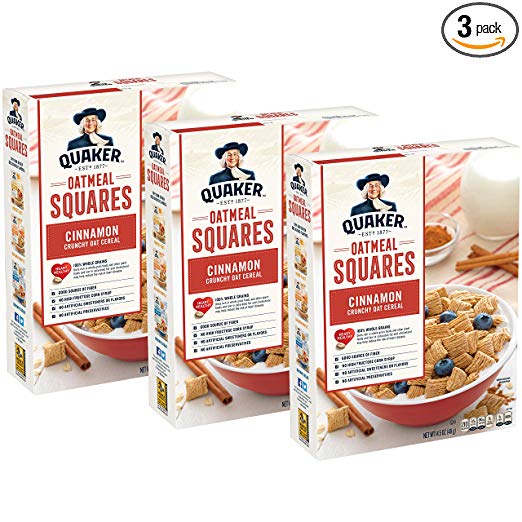 Quaker Oatmeal Squares, Cinnamon, 3ct