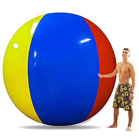 Popsport 6 Feet Tall Beach Ball Inflatable Soccerball 12FT Pole-to-Pole Inflatable Beach Ball Pool Party Balls for Adults and Kids (180cm Beach Ball)