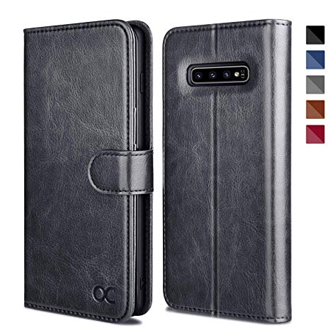 OCASE Samsung Galaxy S10 Case [ Card Slot ] [ Kickstand ] [TPU Shockproof Interior ] Leather Flip Wallet Case for Samsung Galaxy S10 Devices (Gray)