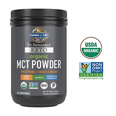 Garden of Life Dr. Formulated Keto Organic MCT Powder - 30 Servings, 6g MCTs from Coconuts Plus Prebiotic Fiber & Probiotics, Certified Organic, Non-GMO, Vegan, Gluten Free, Ketogenic & Paleo